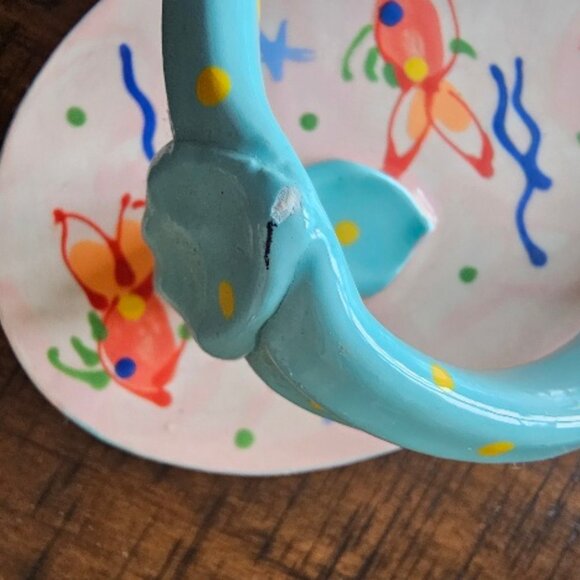 Key West Ceramic Wall Art Sculpture Flip Flops M. Ruley Goldfish Fish - Picture 5 of 5